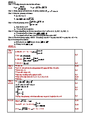 Đề thi học kì 1 Toán 10 - Đề 11